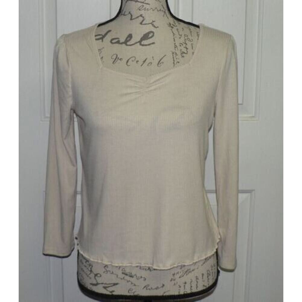 Love,‎ Fire Big Girl's Sweatheart Neck Long Sleeve Ribbed Top In Pink Tint XL